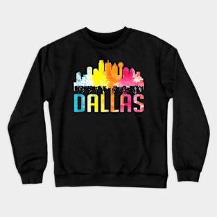 Dallas Texas Retro Watercolor Skyline Art Souvenir Gift Tank Top.png Crewneck Sweatshirt